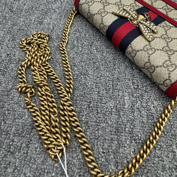 GUCCI Queen Margaret Brown&Red Canvas Shoulder Bag 685-071125 - Picture 11 of 13